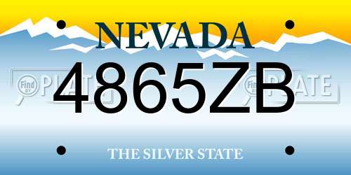 4865ZB Nevada License Plate