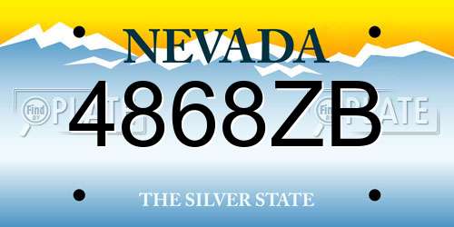 4868ZB Nevada License Plate
