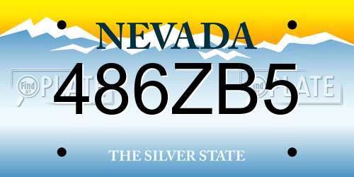 486ZB5 Nevada License Plate