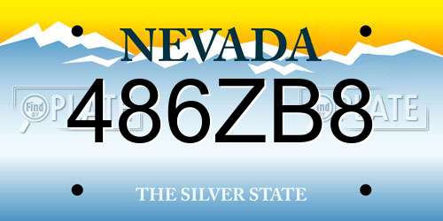 486ZB8 Nevada License Plate
