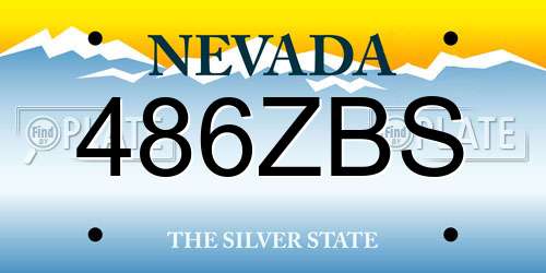 486ZBS Nevada License Plate