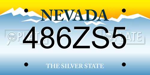486ZS5 Nevada License Plate