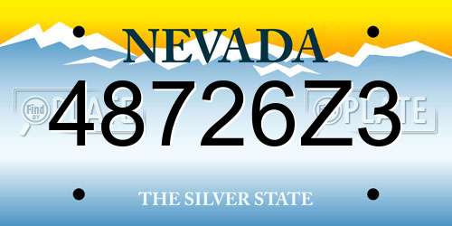 48726Z3 Nevada License Plate