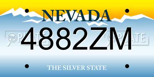 4882ZM Nevada License Plate