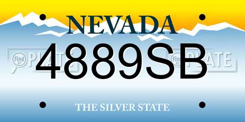 4889SB Nevada License Plate