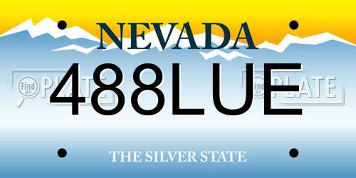 488LUE Nevada License Plate