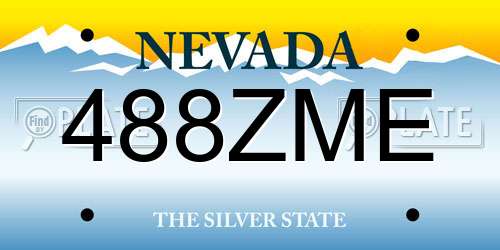 488ZME Nevada License Plate