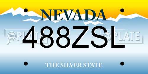 488ZSL Nevada License Plate
