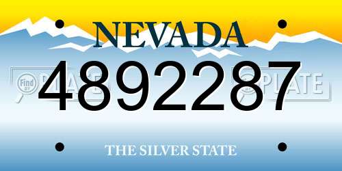 4892287 Nevada License Plate