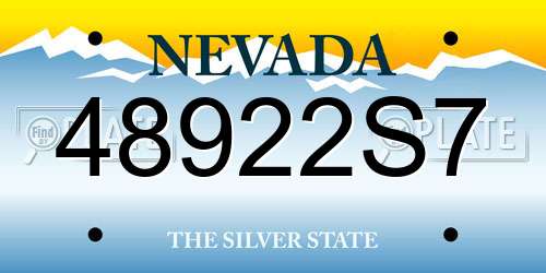 48922S7 Nevada License Plate