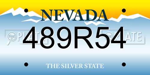 489R54 Nevada License Plate