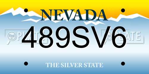 489SV6 Nevada License Plate