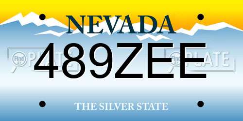 489ZEE Nevada License Plate