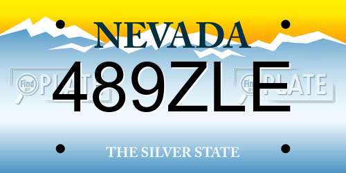 489ZLE Nevada License Plate