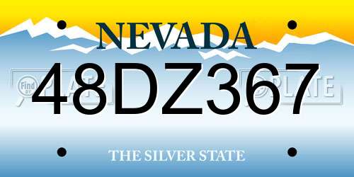 48DZ367 Nevada License Plate