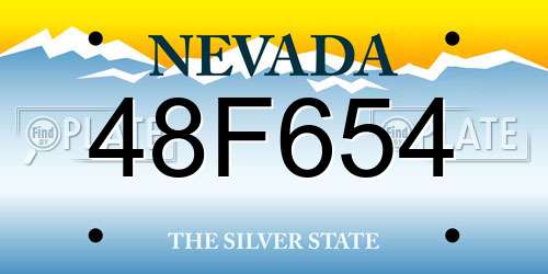 48F654 Nevada License Plate
