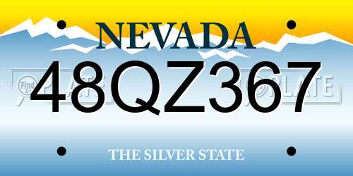 48QZ367 Nevada License Plate