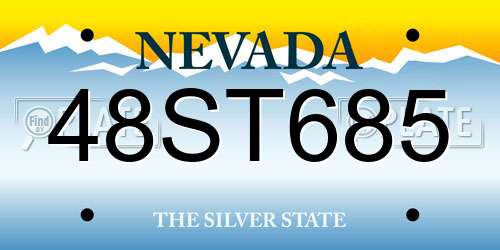 48ST685 Nevada License Plate