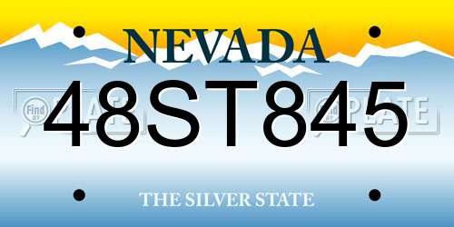 48ST845 Nevada License Plate