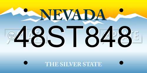 48ST848 Nevada License Plate