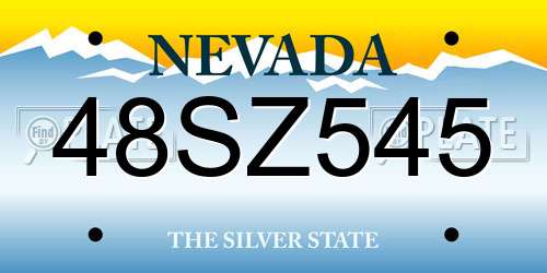 48SZ545 Nevada License Plate
