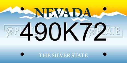 490K72 Nevada License Plate