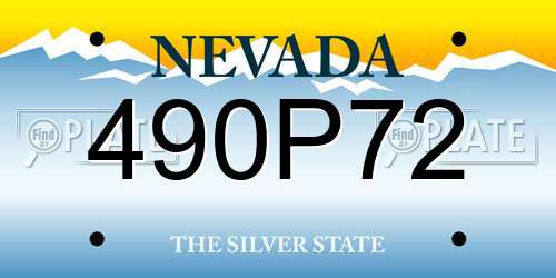 490P72 Nevada License Plate