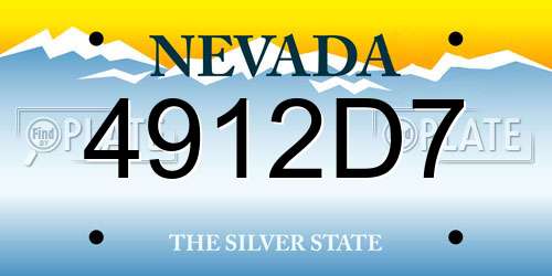 4912D7 Nevada License Plate