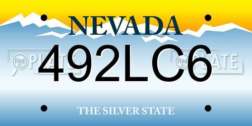 492LC6 Nevada License Plate