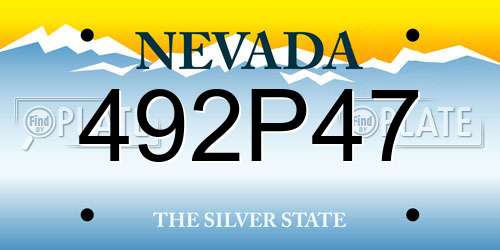 492P47 Nevada License Plate