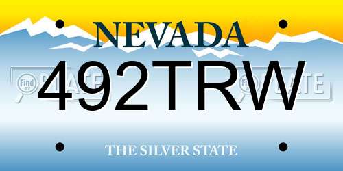 492TRW Nevada License Plate
