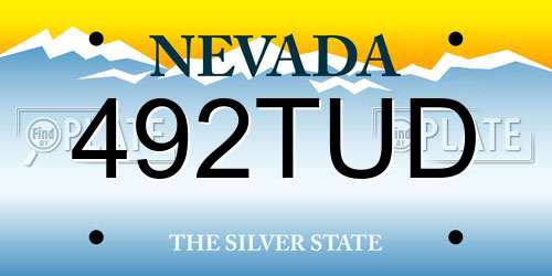 492TUD Nevada License Plate