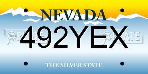 492YEX Nevada License Plate