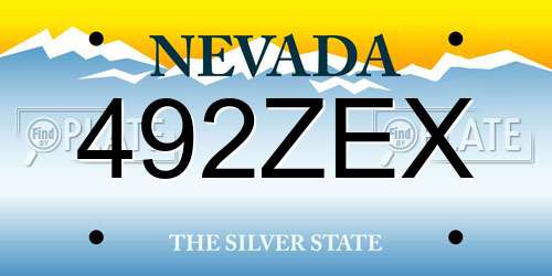 492ZEX Nevada License Plate