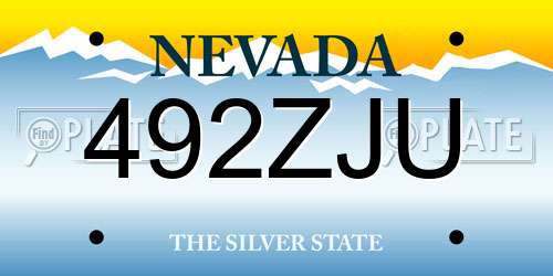 492ZJU Nevada License Plate