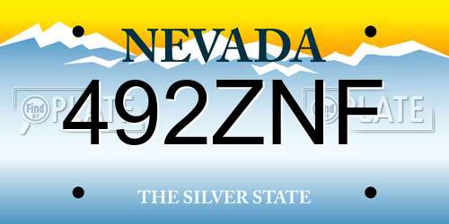 492ZNF Nevada License Plate