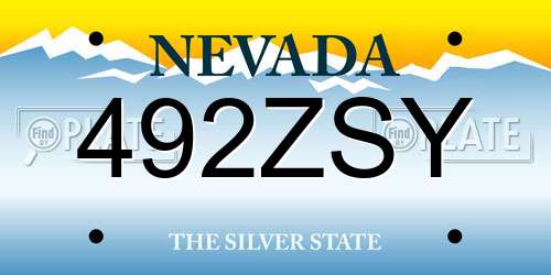 492ZSY Nevada License Plate