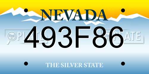 493F86 Nevada License Plate
