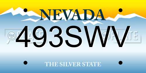 493SWV Nevada License Plate