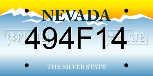 494F14 Nevada License Plate