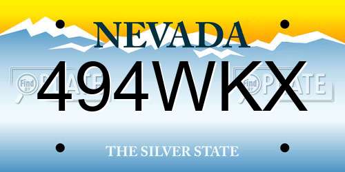 494WKX Nevada License Plate