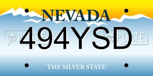 494YSD Nevada License Plate