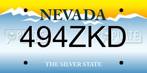 494ZKD Nevada License Plate
