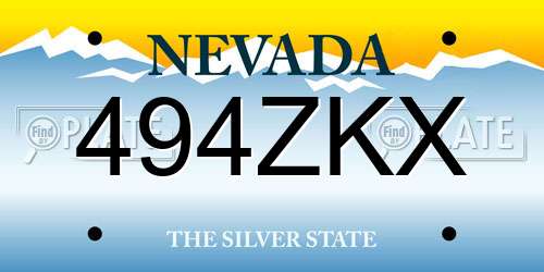 494ZKX Nevada License Plate
