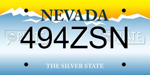 494ZSN Nevada License Plate