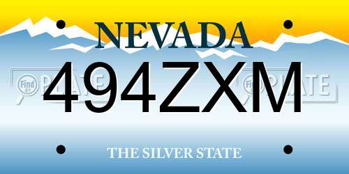 494ZXM Nevada License Plate