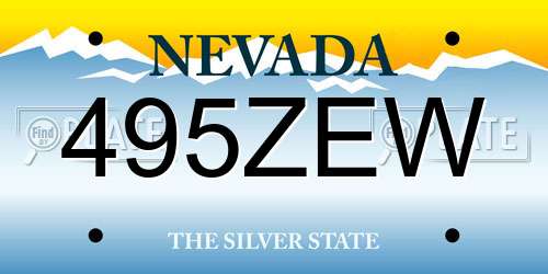 495ZEW Nevada License Plate