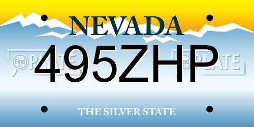 495ZHP Nevada License Plate