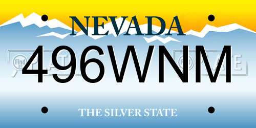 496WNM Nevada License Plate