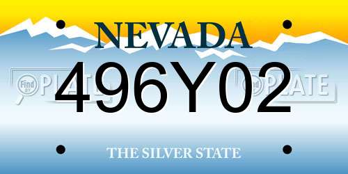 496Y02 Nevada License Plate